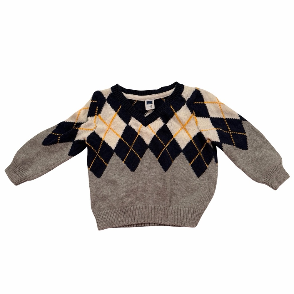 Janie and Jack Argyle Sweater 6-12M Preppy V Neck